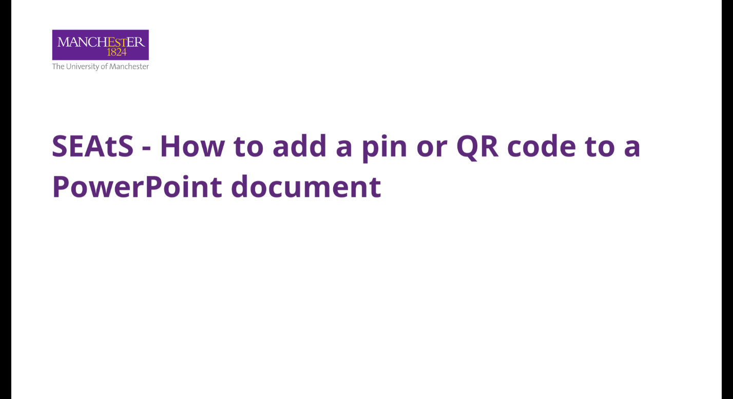 Dummy video preview image for video: SEAtS - how to add a pin and QR code to a PowerPoint document