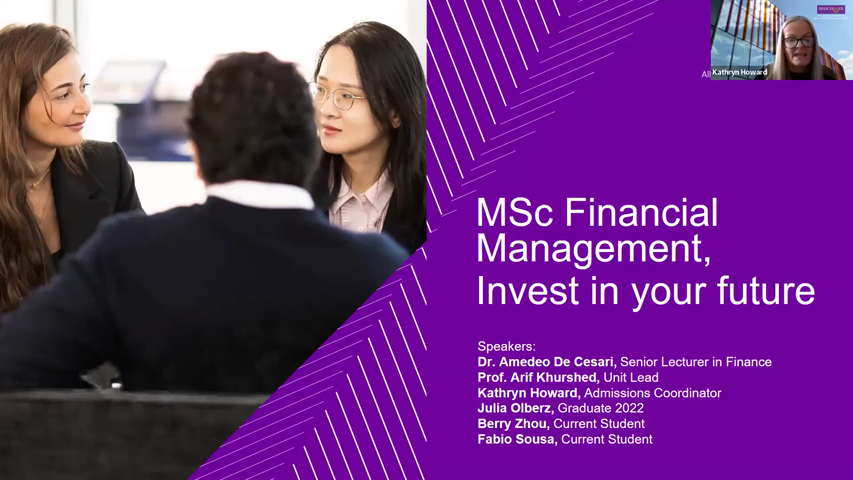 Dummy video preview image for video: MSc Financial Management Webinar - Invest in your Future